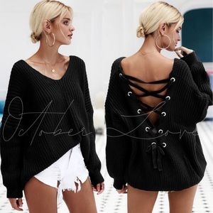 Lace Up Back Sweater